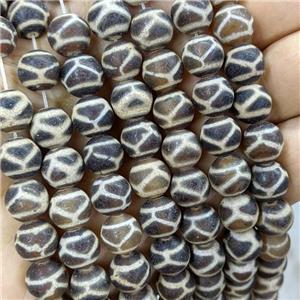 Tibetan Agate Round Beads Tortoise Coffee Matte, approx 10mm [GA3351]