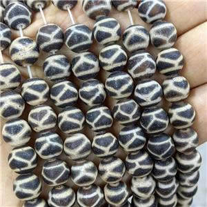 Tibetan Agate Round Beads Tortoise Black Matte, approx 10mm [GA3352]