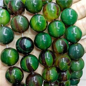 Natural Agate Beads Green Dye Smooth Round, approx 20mm dia, 18pcs per st [GA3356]