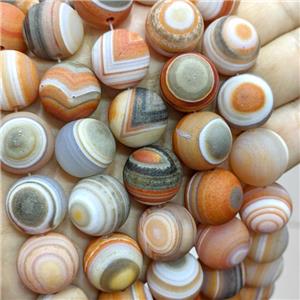 Natural Stripe Agate Beads Banded Orange Dye Matte Round, approx 18mm dia, 20pcs per st [GA3357]