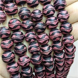 Tibetan Agate Round Beads Pink Dye Wave, approx 14mm dia, 24pcs per st [GA3358]