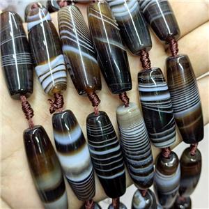 Natural Stripe Agate Rice Beads Banded Coffee, approx 13-40mm, 8pcs per st [GA3368]