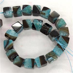 Druzy Agate Cube Beads Teal Dye, approx 16mm [GA3375]