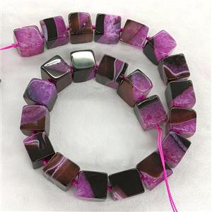 Druzy Agate Cube Beads Hotpink Dye, approx 16mm [GA3378]