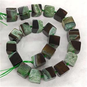 Druzy Agate Cube Beads Green Dye, approx 16mm [GA3379]