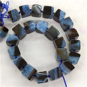 Druzy Agate Cube Beads Blue Dye, approx 16mm [GA3380]