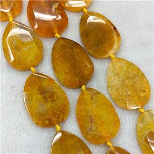 Natural Agate Slice Beads Faceted Orange Dye, approx 35-50mm [GA3385]
