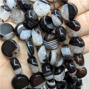 Druzy Agate Coin Beads Black Dye, approx 18mm [GA3386]