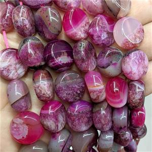Druzy Agate Coin Beads Hotpink Dye, approx 18mm [GA3388]