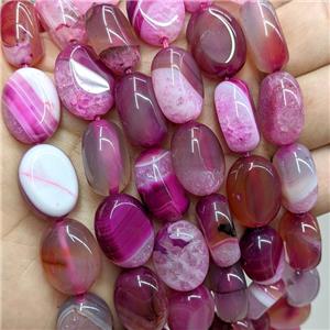 Druzy Agate Oval Beads Hotpink Dye, approx 14-18mm [GA3392]