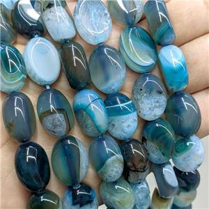 Druzy Agate Oval Beads Blue Dye, approx 14-18mm [GA3394]