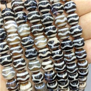 Tibetan Agate Beads Black Wave Faceted Round, approx 10mm, 38pcs per st [GA3399]