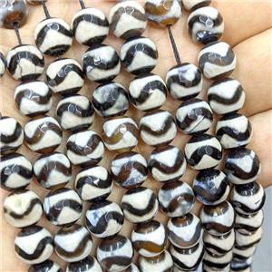 Tibetan Agate Beads Black Wave Faceted Round, approx 10mm, 38pcs per st [GA3401]