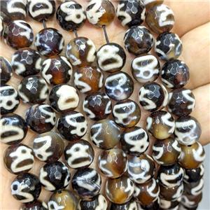 Tibetan Agate Beads Black Faceted Round, approx 10mm, 38pcs per st [GA3402]