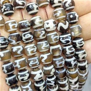 Tibetan Agate Beads Black Faceted Round, approx 10mm, 38pcs per st [GA3403]