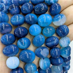 Natural Stripe Agate Egg Beads Blue Dye, approx 15-20mm [GA3405]