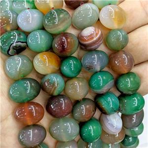 Natural Stripe Agate Egg Beads Green Dye, approx 15-20mm [GA3409]
