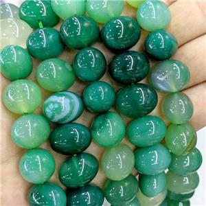 Natural Stripe Agate Egg Beads Banded Mint Green Dye, approx 15-20mm [GA3411]