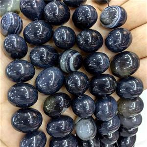 Natural Stripe Agate Egg Beads Inkblack Dye, approx 15-20mm [GA3413]