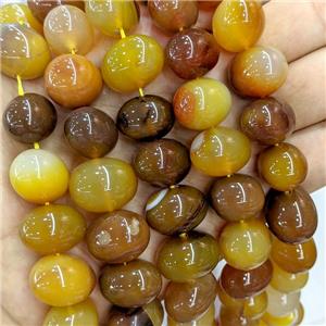 Natural Stripe Agate Egg Beads Amberyellow Dye, approx 15-20mm [GA3415]
