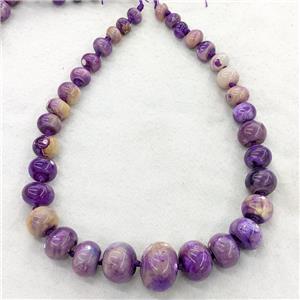Natural Agate Rondelle Beads Graduated Purple Dye Smooth, approx 12-30mm [GA3429]