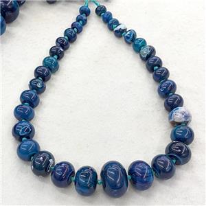 Natural Agate Rondelle Beads Graduated Blue Dye Smooth, approx 12-30mm [GA3431]