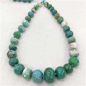 Natural Dragon Veins Agate Rondelle Beads Graduated Green Dye Smooth, approx 12-30mm [GA3435]