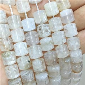 Natural Druzy Agate Tube Beads White, approx 12mm [GA3438]