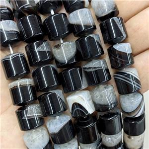 Natural Druzy Agate Tube Beads White Black, approx 13-14mm [GA3442]
