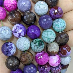 Natural Agate Beads Faceted Round Dye Mixed Color, approx 16mm [GA3453]