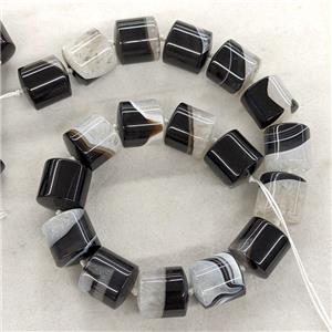 Natural Druzy Agate Tube Beads Dye Column Black White, approx 18-20mm [GA3459]