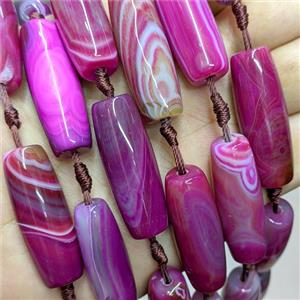 Stripe Agate Rice Beads Hotpink Dye, approx 14-40mm, 8pcs per st [GA3466]