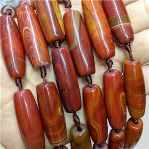 Stripe Agate Rice Beads Red Dye, approx 14-40mm, 8pcs per st [GA3467]
