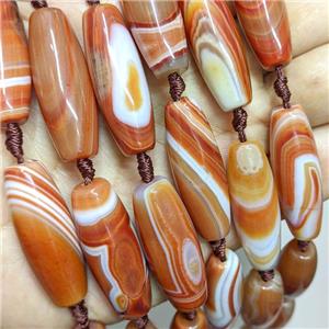 Stripe Agate Rice Beads Red Dye, approx 14-40mm, 8pcs per st [GA3468]