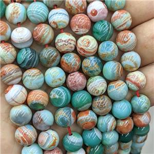 Natural Fire Agate Round Beads Green Orange Dye Smooth, approx 10mm [GA3478]