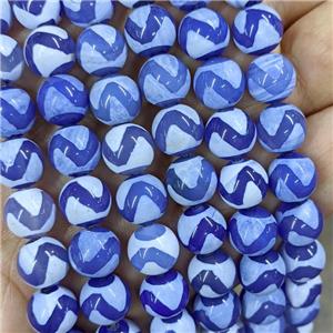 Tibetan Agate Beads Round Blue Wave, approx 10mm, 35pcs per st [GA3485]