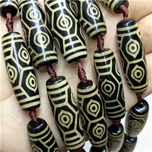 Tibetan Agate Rice Beads Black Yellow Eye, approx 14-40mm, 8pcs per st [GA3486]
