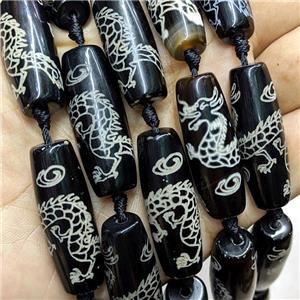 Tibetan Agate Rice Beads Black White Dragon, approx 14-40mm, 8pcs per st [GA3490]