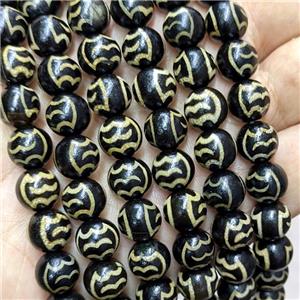 Tibetan Agate Beads Black Round, approx 10mm, 35pcs per st [GA3491]
