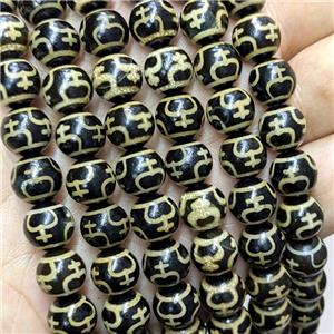 Tibetan Agate Beads Black Round, approx 10mm, 35pcs per st [GA3492]