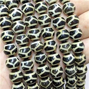 Tibetan Agate Beads Black Round Tortoise, approx 10mm, 35pcs per st [GA3495]