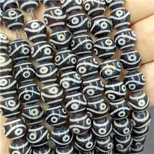 Tibetan Agate Beads Black Eye Smooth Round, approx 10mm [GA3498]