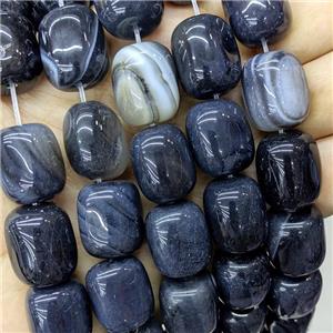 Natural Stripe Agate Tube Beads Band Black Dye, approx 15-20mm [GA3515]