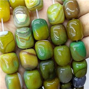 Natural Stripe Agate Tube Beads Olive Dye, approx 15-20mm [GA3516]