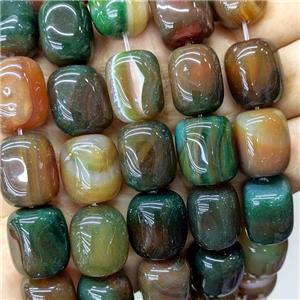 Natural Stripe Agate Tube Beads Redgreen Dye, approx 15-20mm [GA3521]