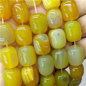Natural Stripe Agate Tube Beads Yellow Dye, approx 15-20mm [GA3522]