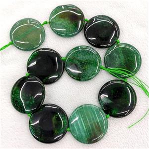 Natural Agate Coin Beads Green Dye, approx 40mm [GA3526]