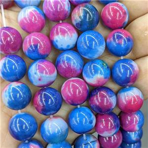 Natural Agate Beads Blue Red Dye Smooth Round, approx 14mm dia [GA3527]