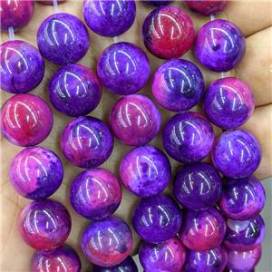 Natural Agate Beads Purple Red Dye Smooth Round, approx 14mm dia [GA3528]