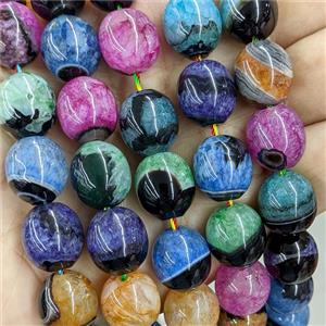 Natural Druzy Agate Barrel Beads Dye Mix Color, approx 14-15mm [GA3541]